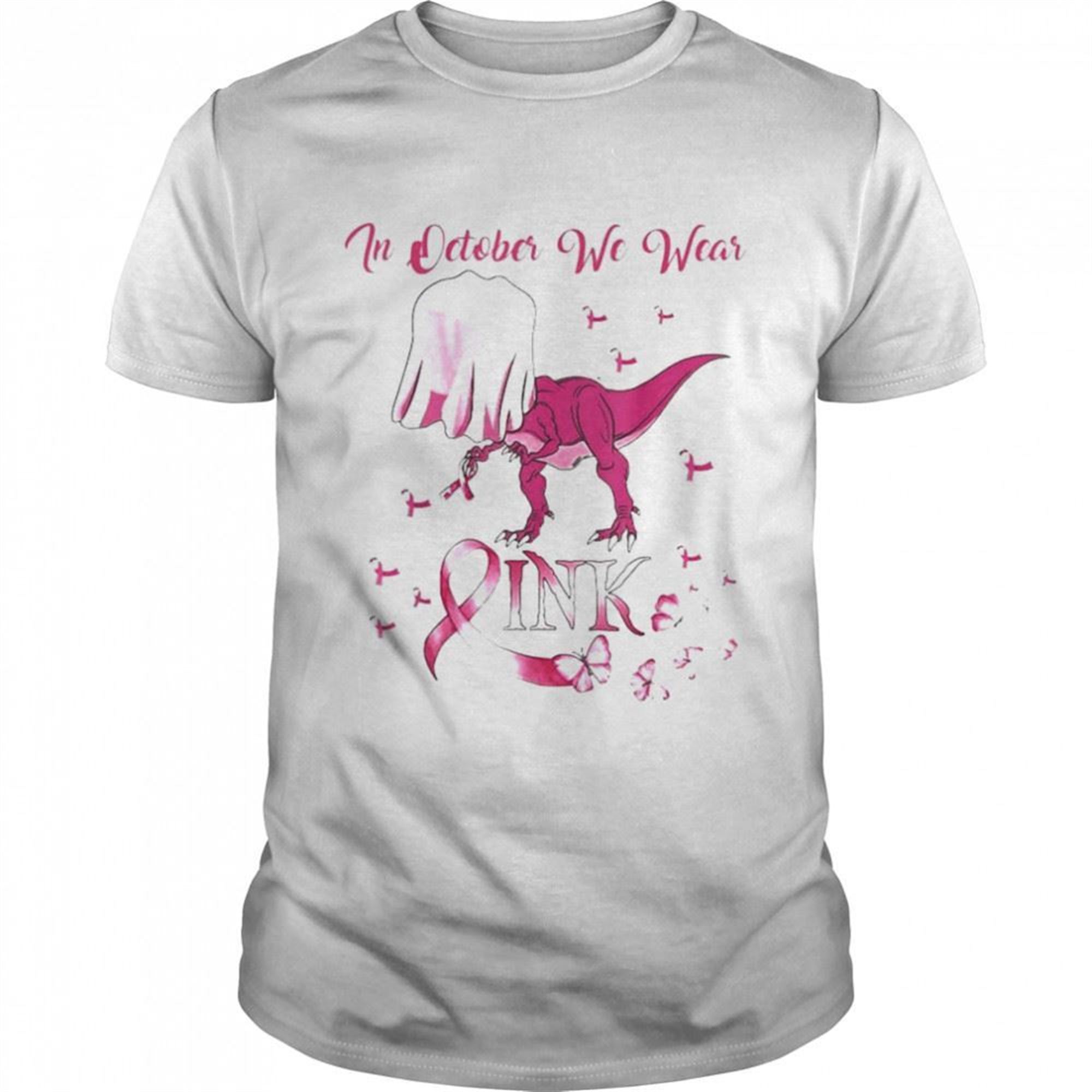 In October We Wear Pink Dinosaur Breast Cancer Halloween Shirt
