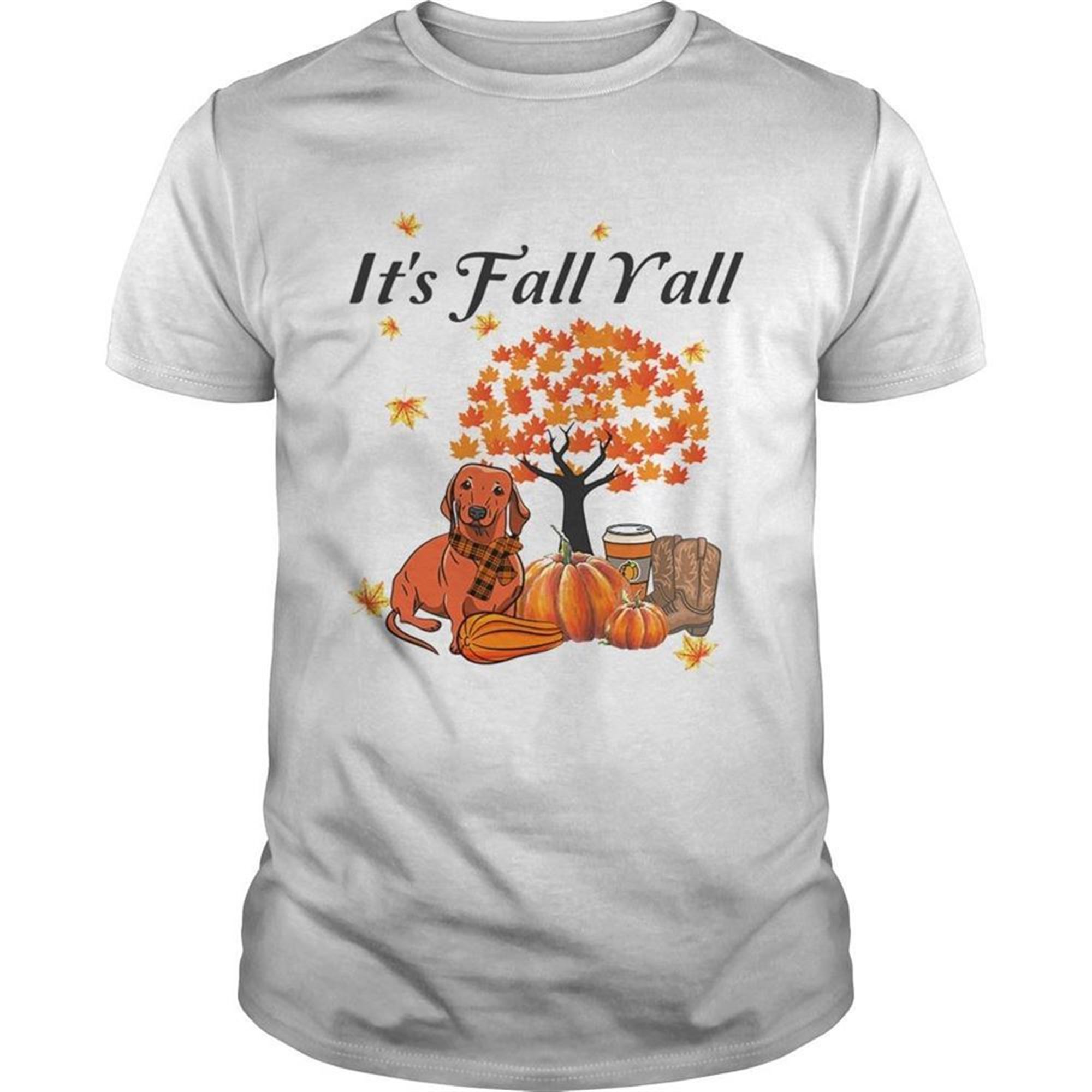 Its Fall Yall Dachshund Halloween Funny Dog Lover Tshirt