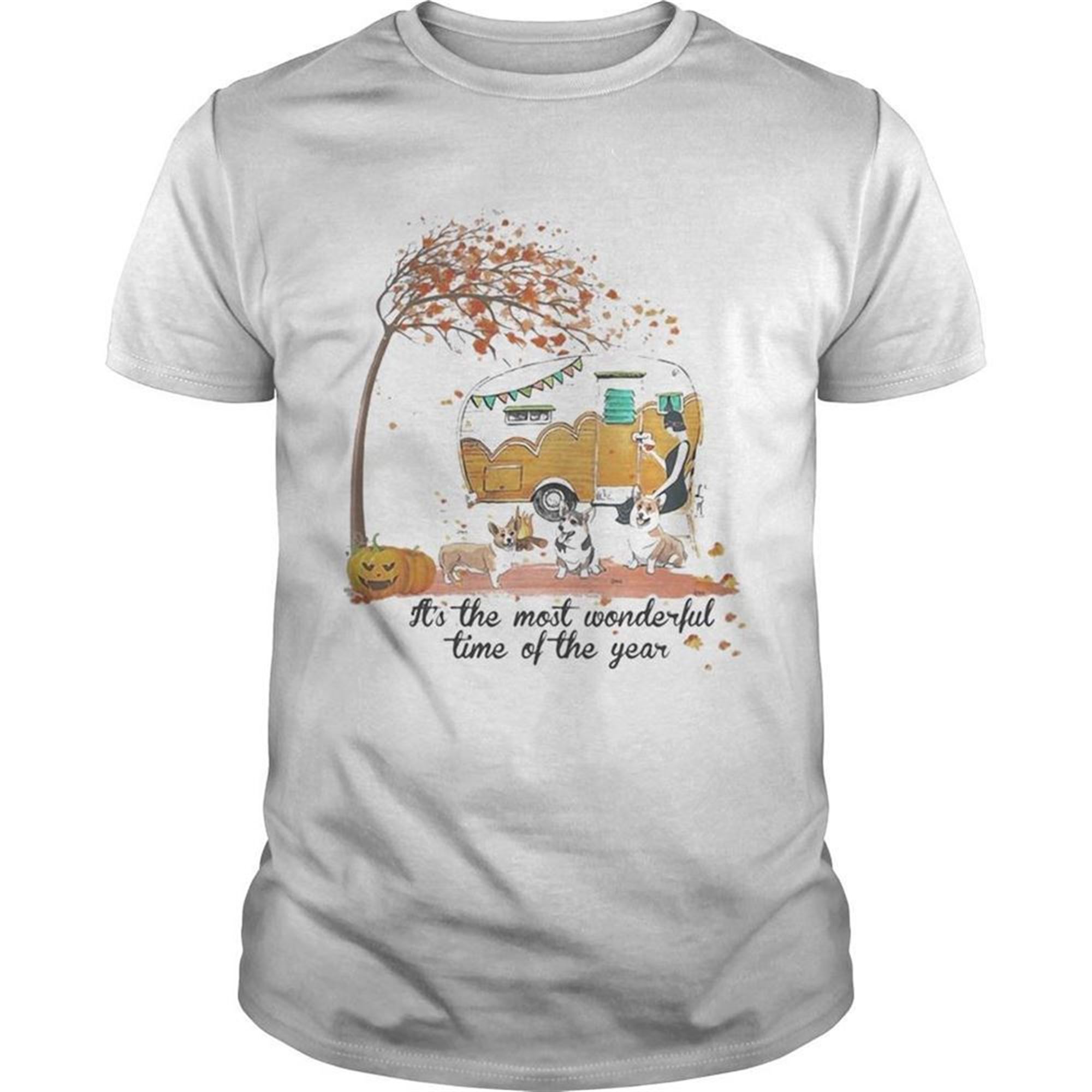 Its The Most Wonderful Time Of The Year Corgi Pumpkin Camping Halloween Shirt
