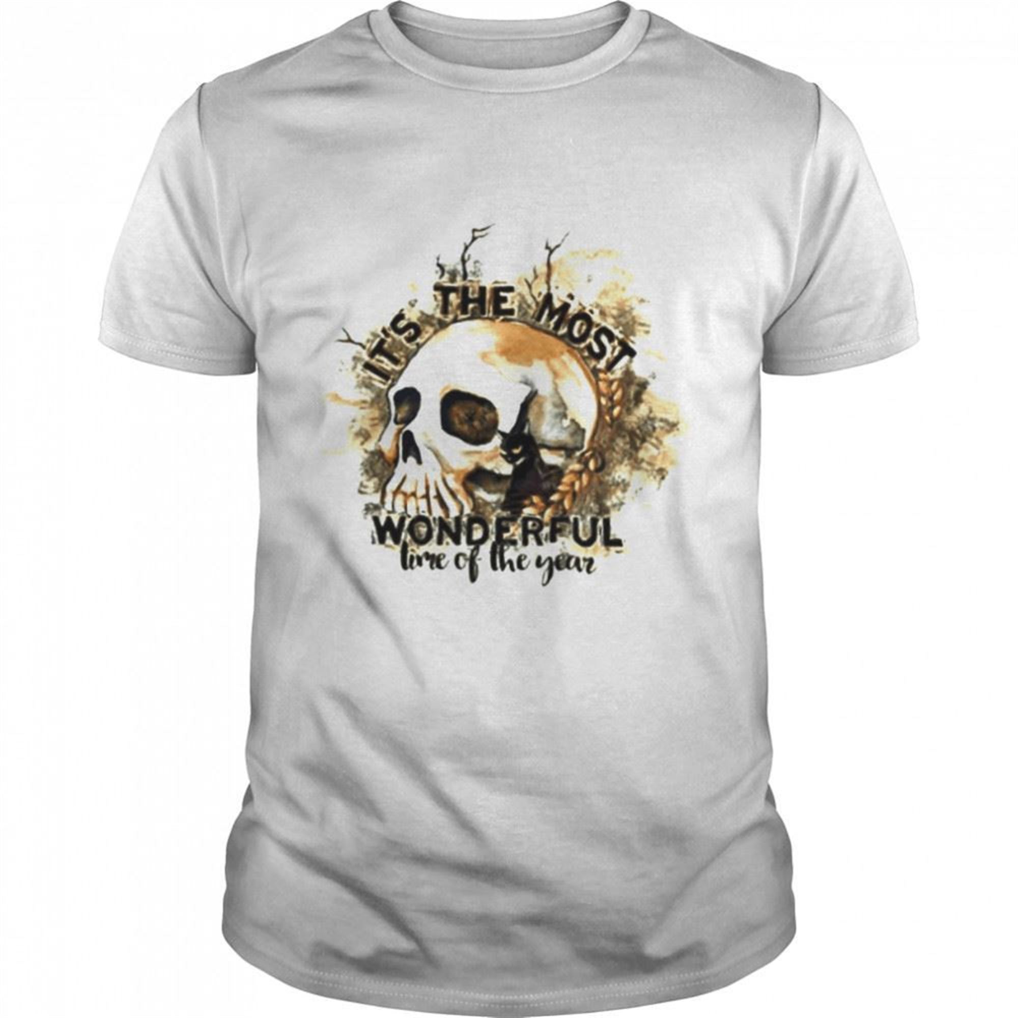 Its The Most Wonderful Time Of The Year Halloween Skull Black Cat Pumpkin Spooky Season Shirt