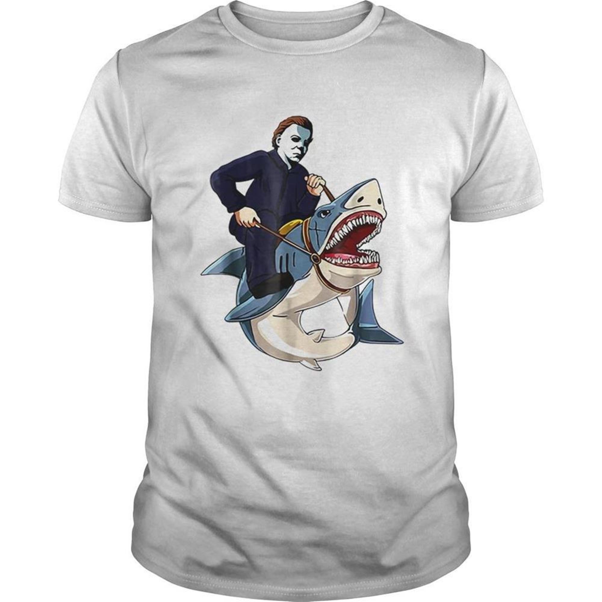 Jason Riding Shark Funny Halloween Graphic Costume Shirt