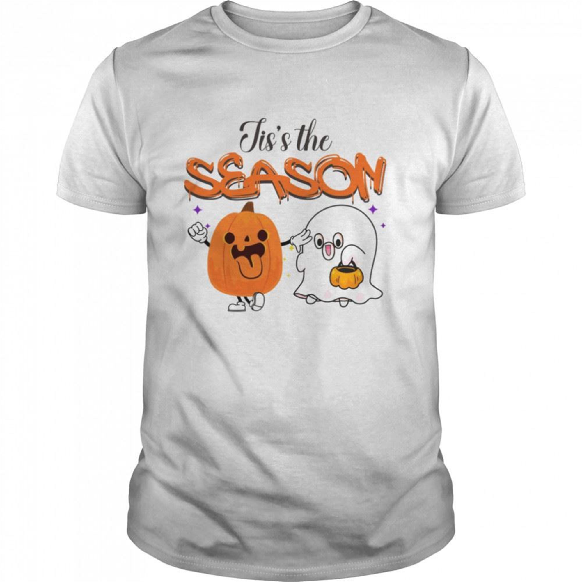 Jiss The Season Cute Pumpkin And Ghost Spooky Season Halloween Graphic Shirt