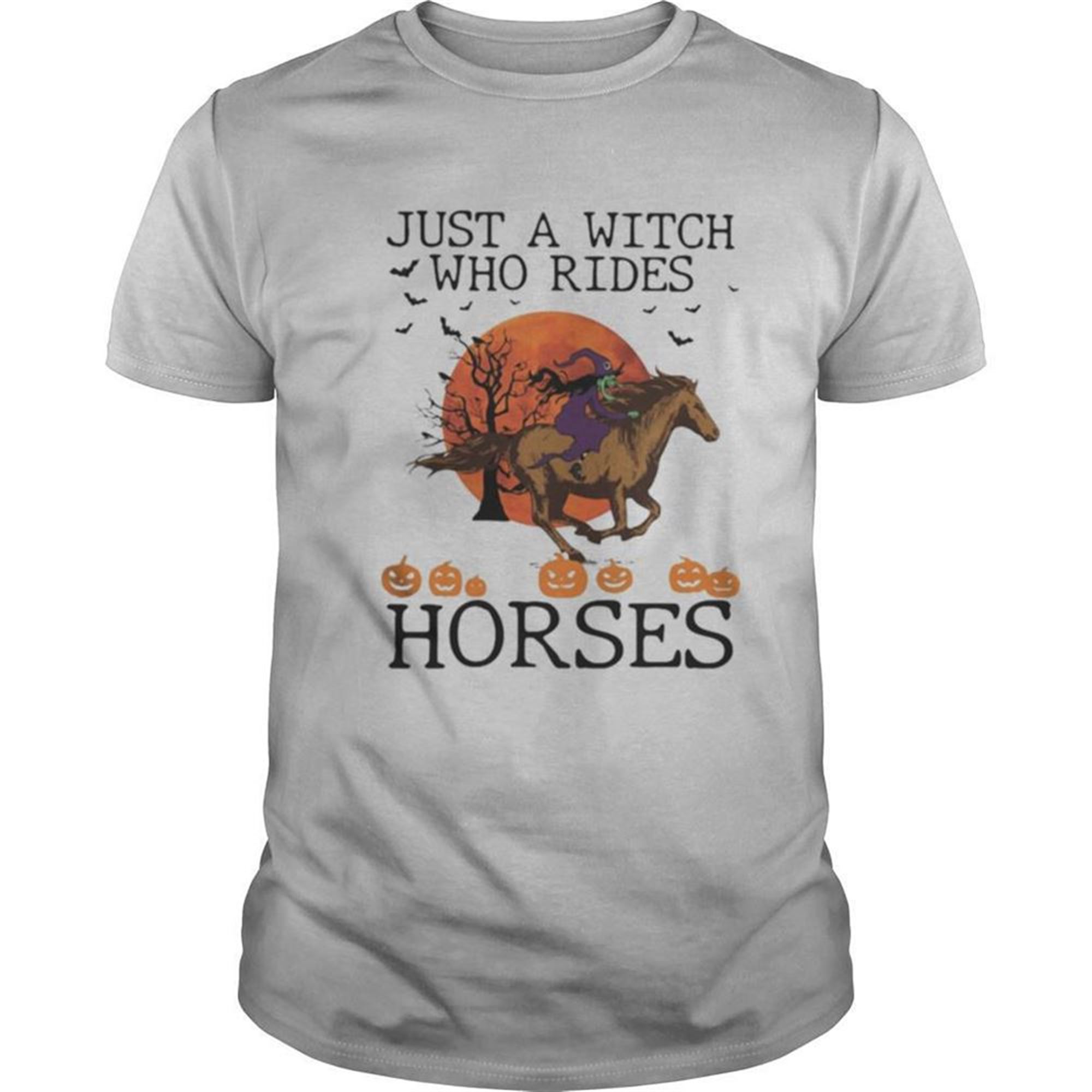 Just A Witch Who Rides Horse Moon Halloween Shirt