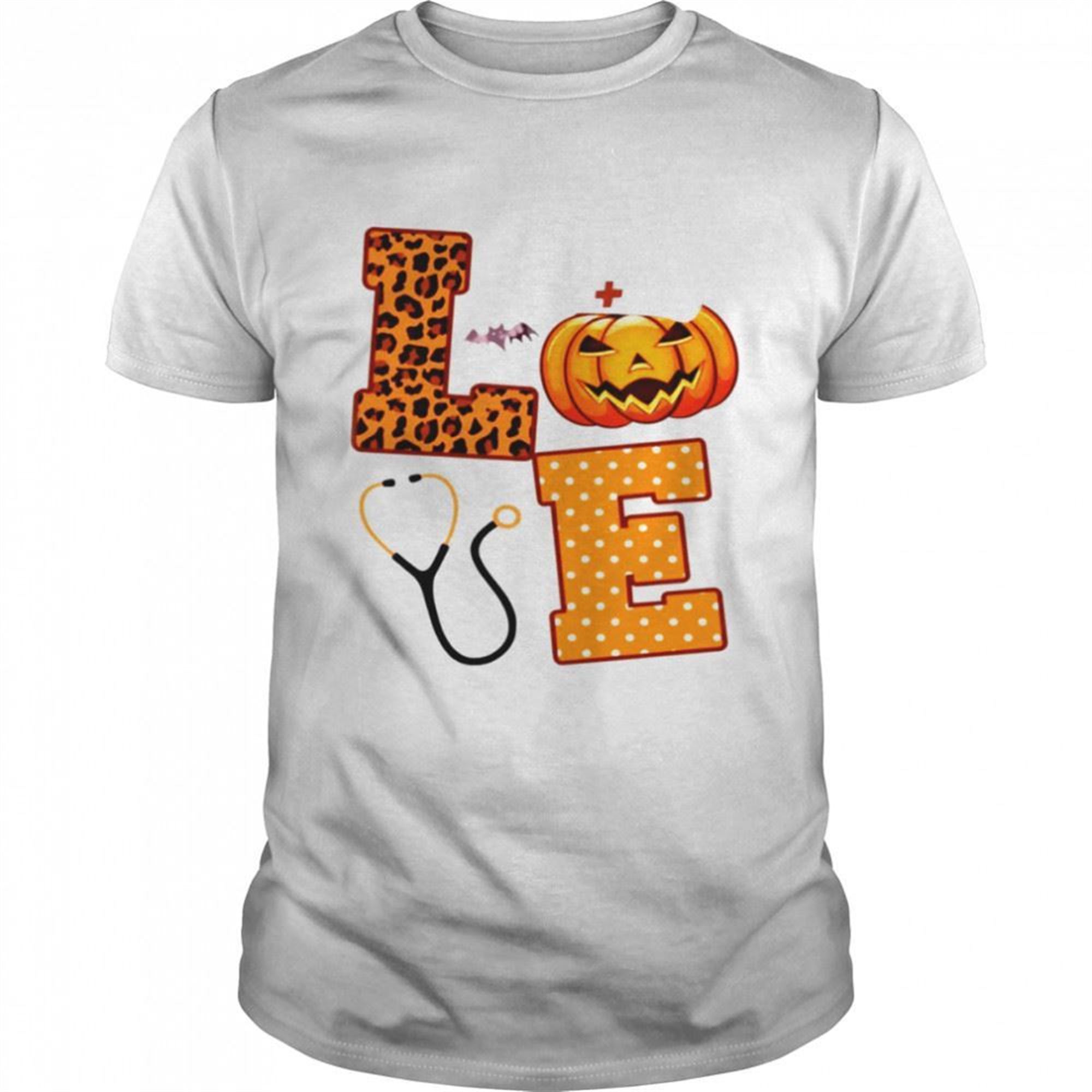 Love Halloween Nurse Health Worker Halloween Pattern Shirt