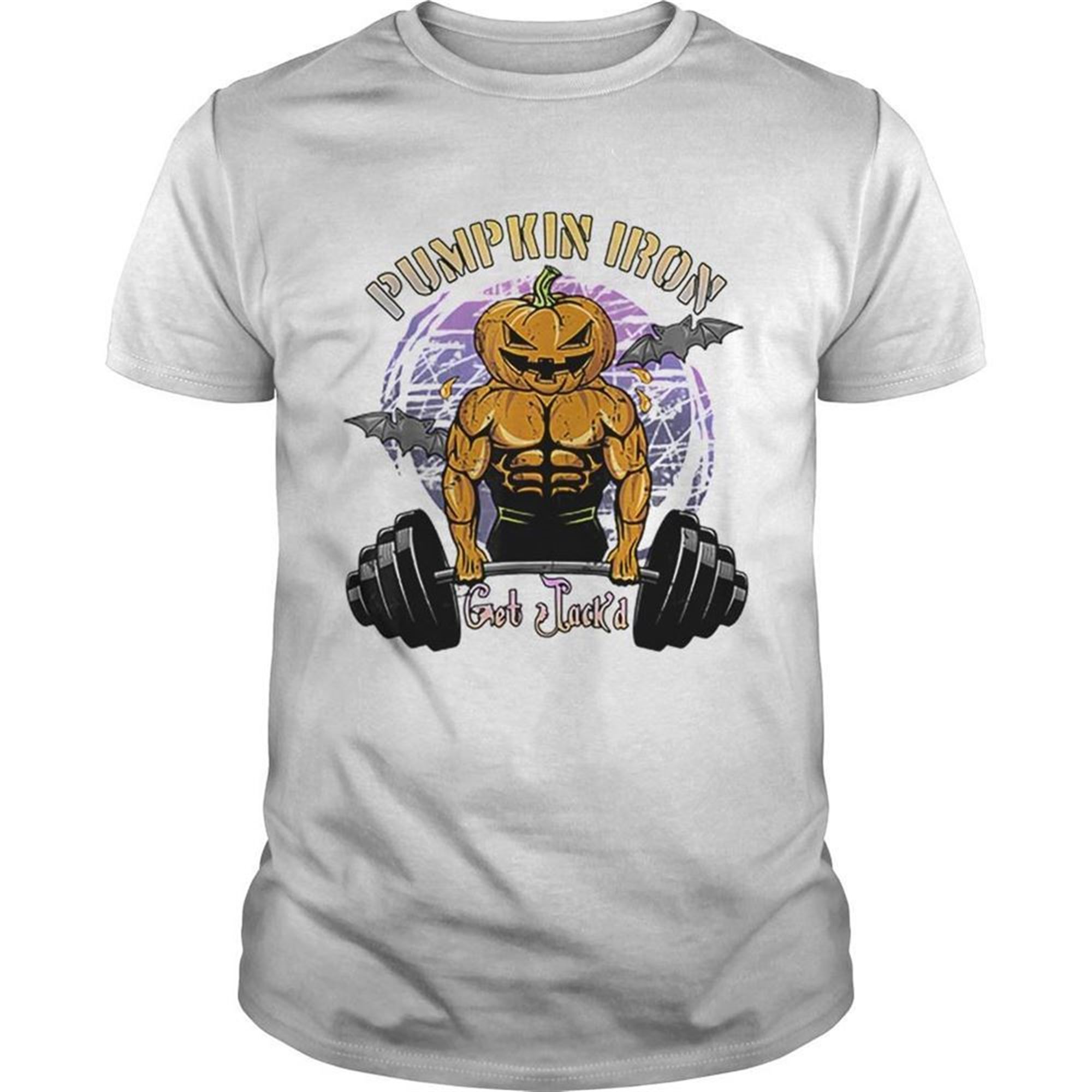 Mens Halloween Gym Workout Pumpkin Iron Shirt