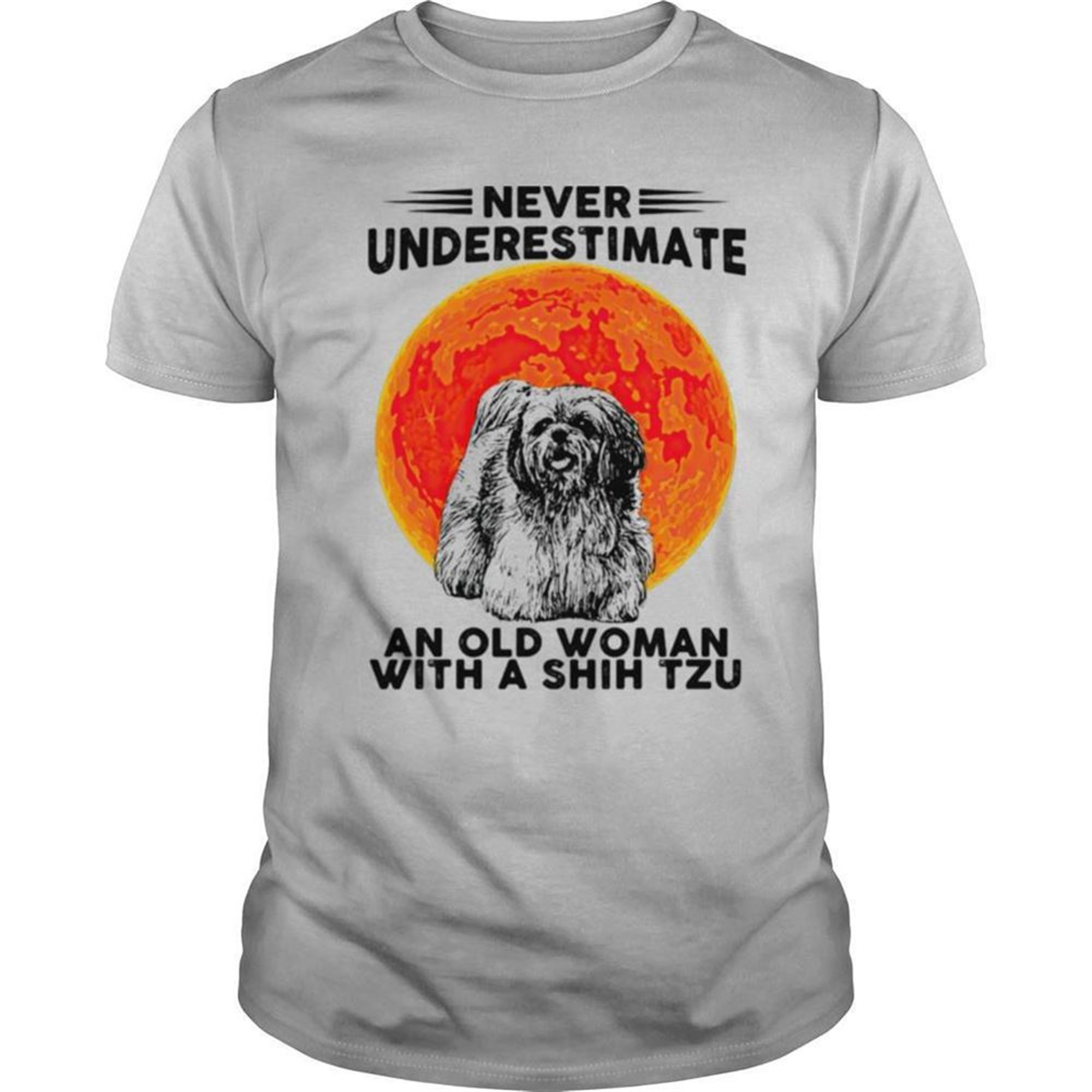 Never Underestimate An Old Woman With A Shih Tzu Dog Moon Halloween Shirt