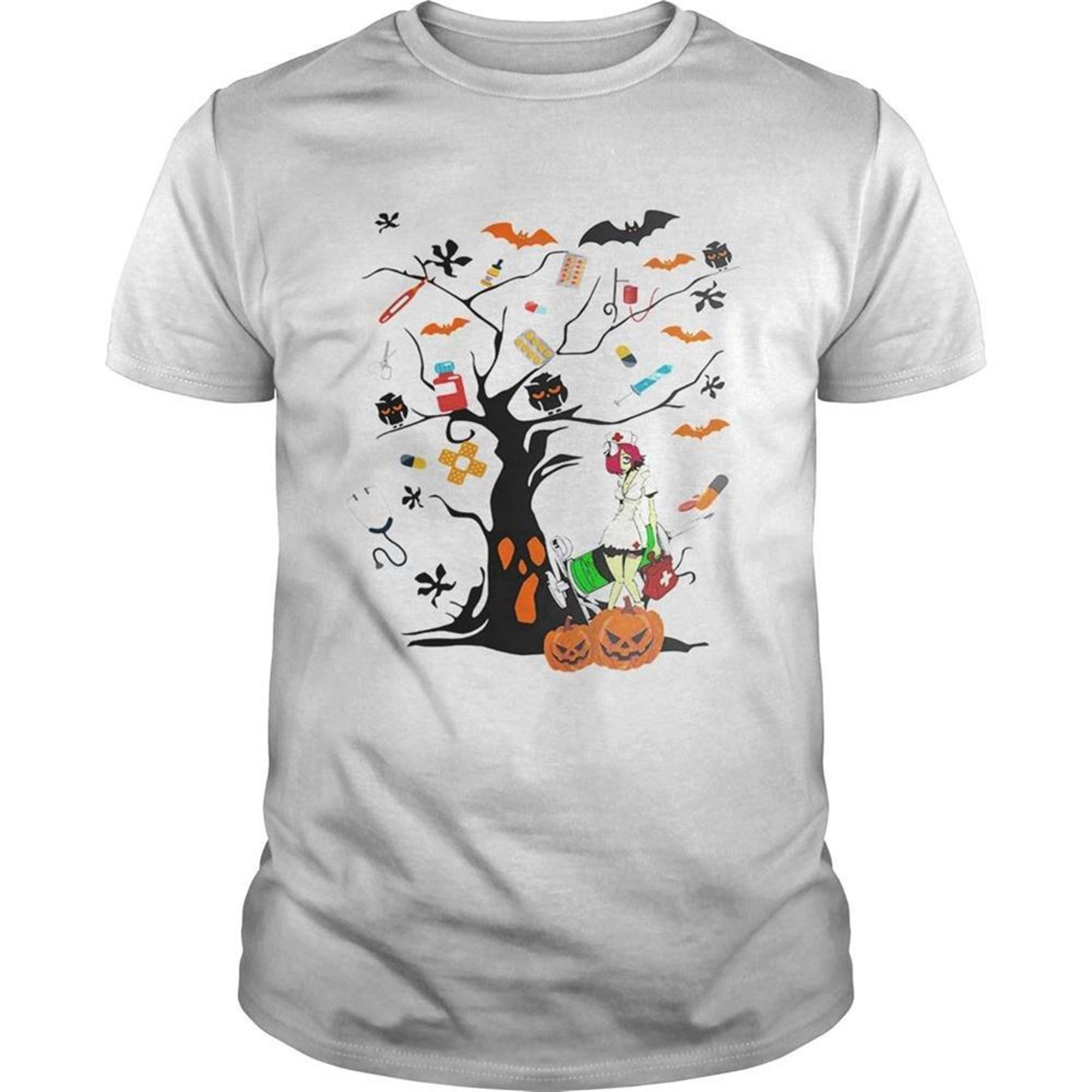 Nurse Ghost Halloween Tree Shirt