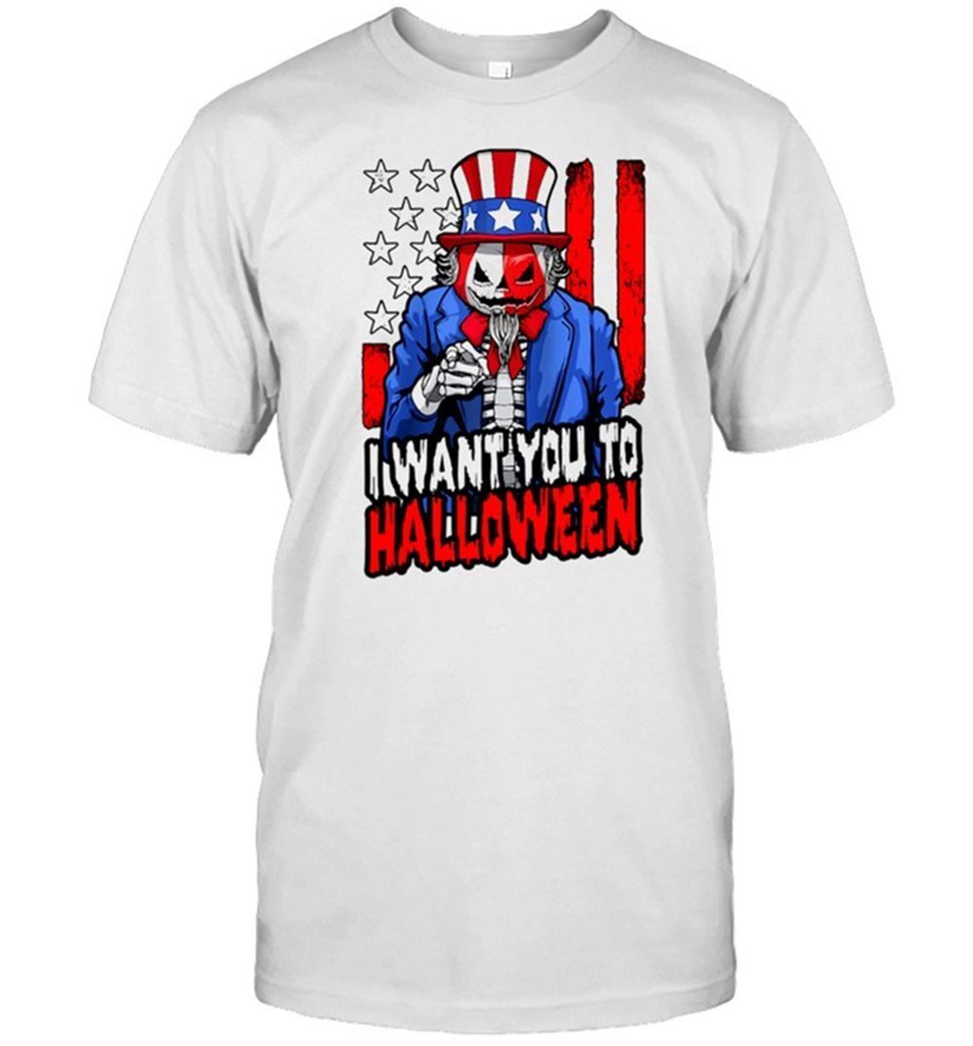 Patriotic Halloween Zombie Uncle Sam Pumpkin Usa Flag Shirt