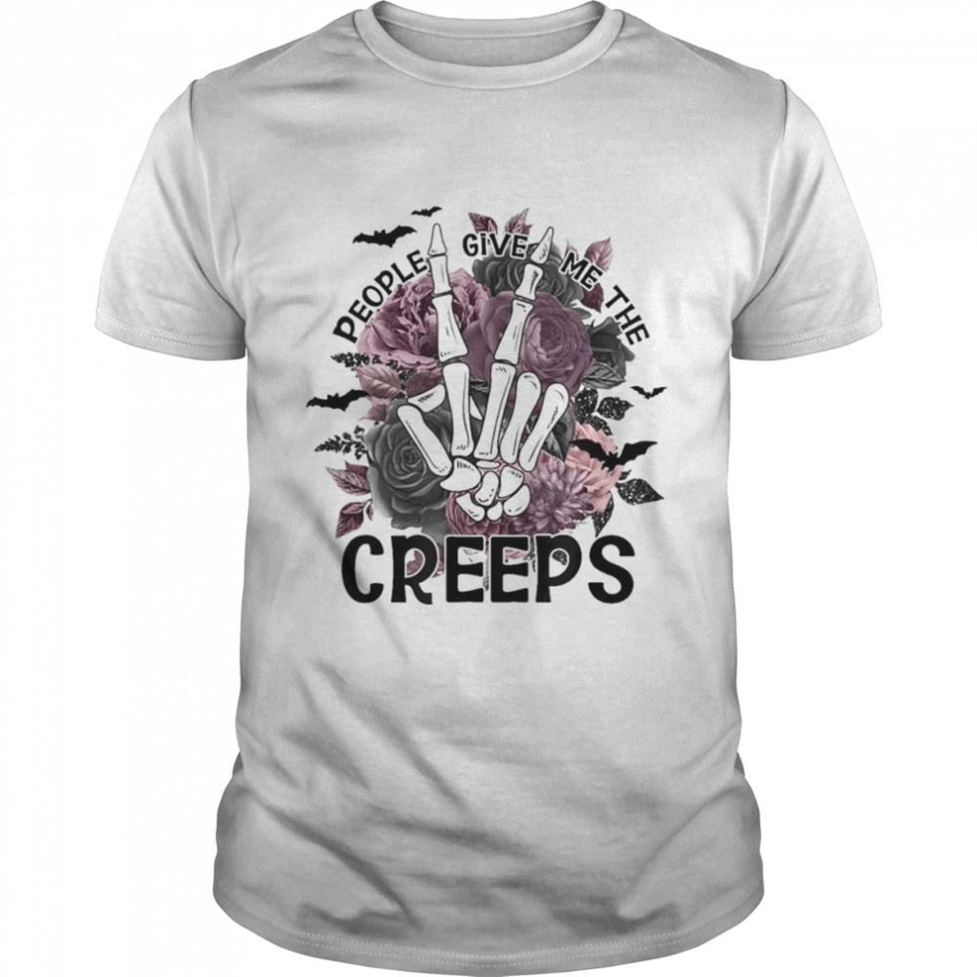 People Give Me The Creeps Halloween Skeleton Hand Peace T-shirt