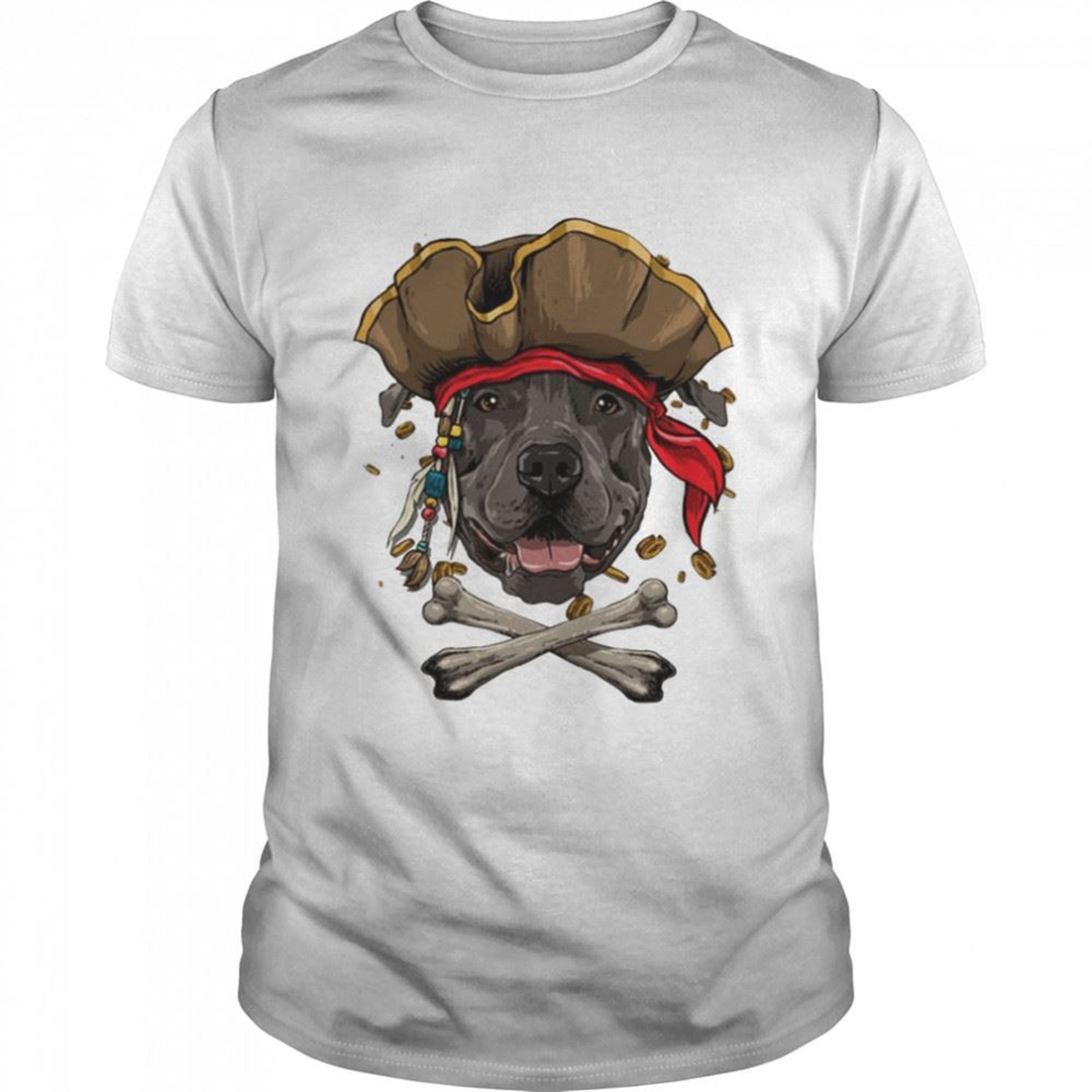Pirates Hat Pit Bull Pirate Dog Halloween Jolly Roger Shirt