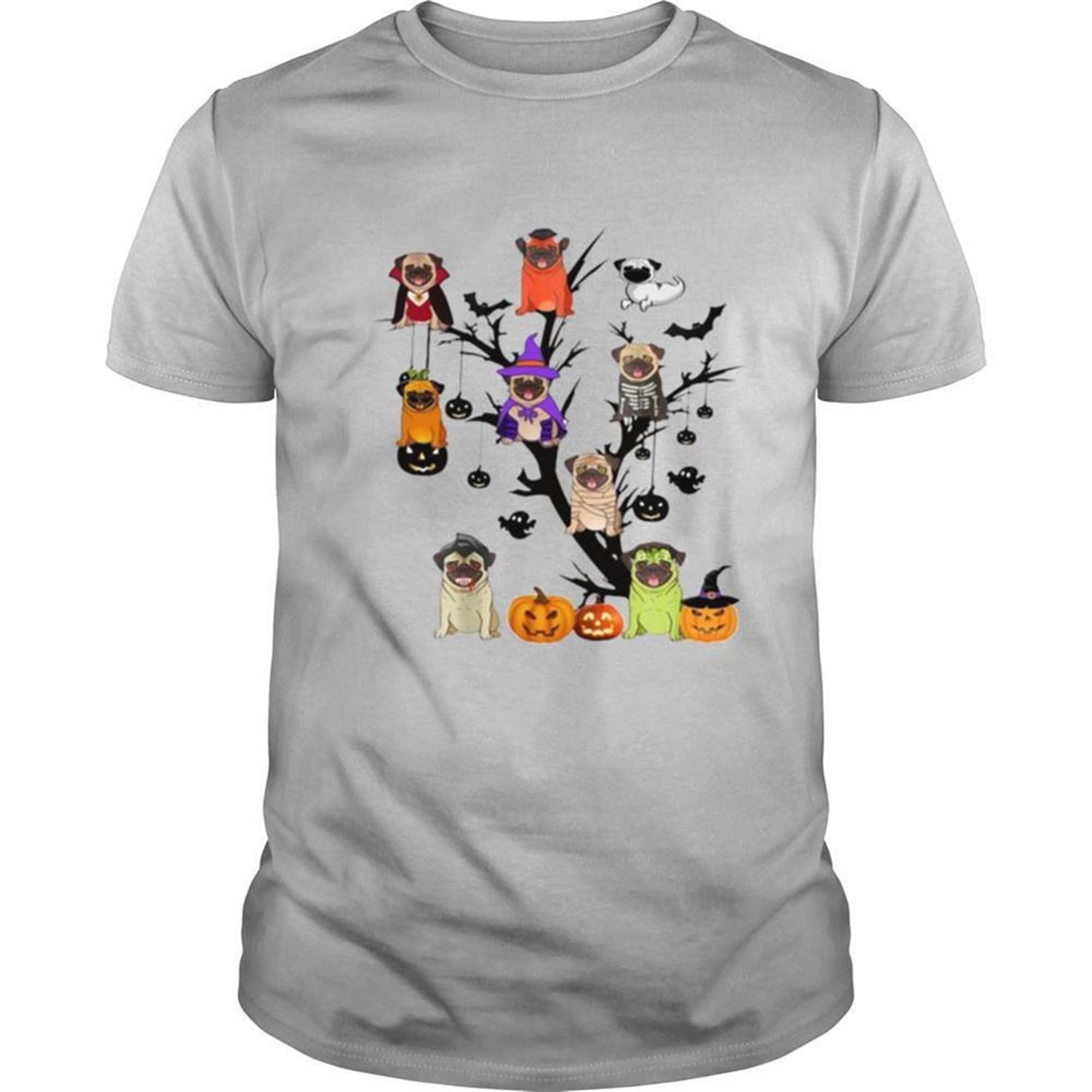 Pug Dog Halloween Tree Shirt