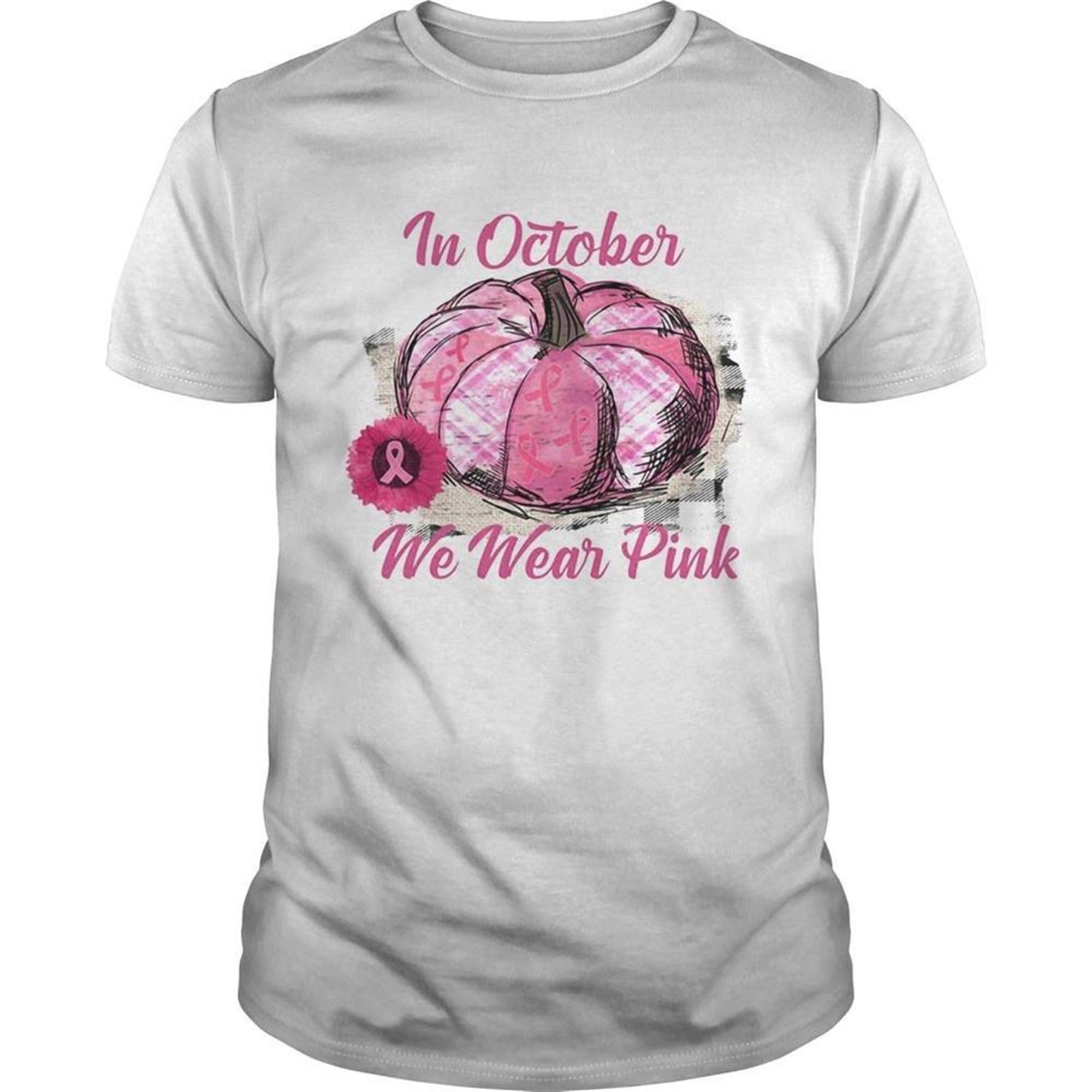 Pumkin Breast Cancer In October We Wear Pink Halloween Shirt