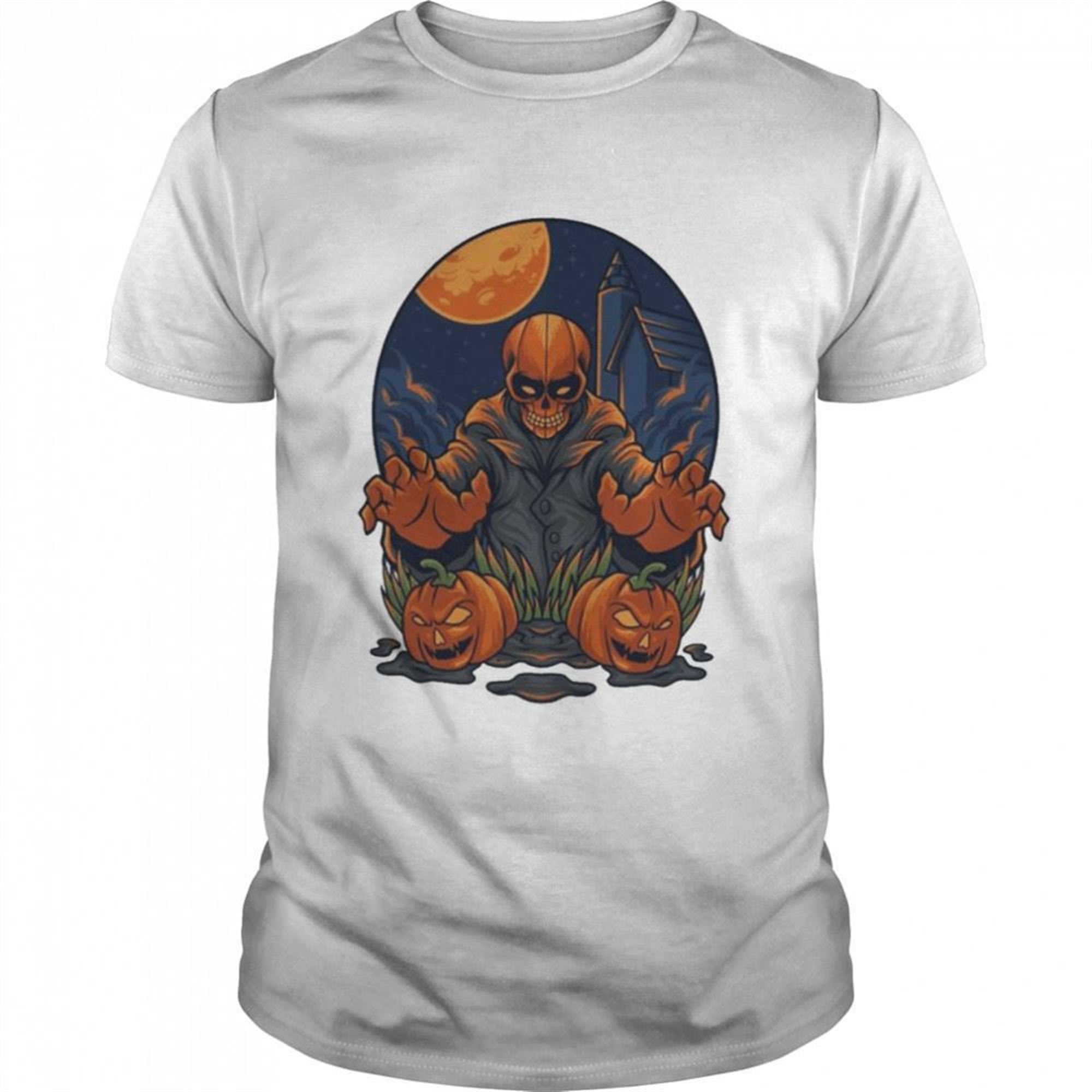 Pumpkin Skull Halloween Vintage Art Shirt