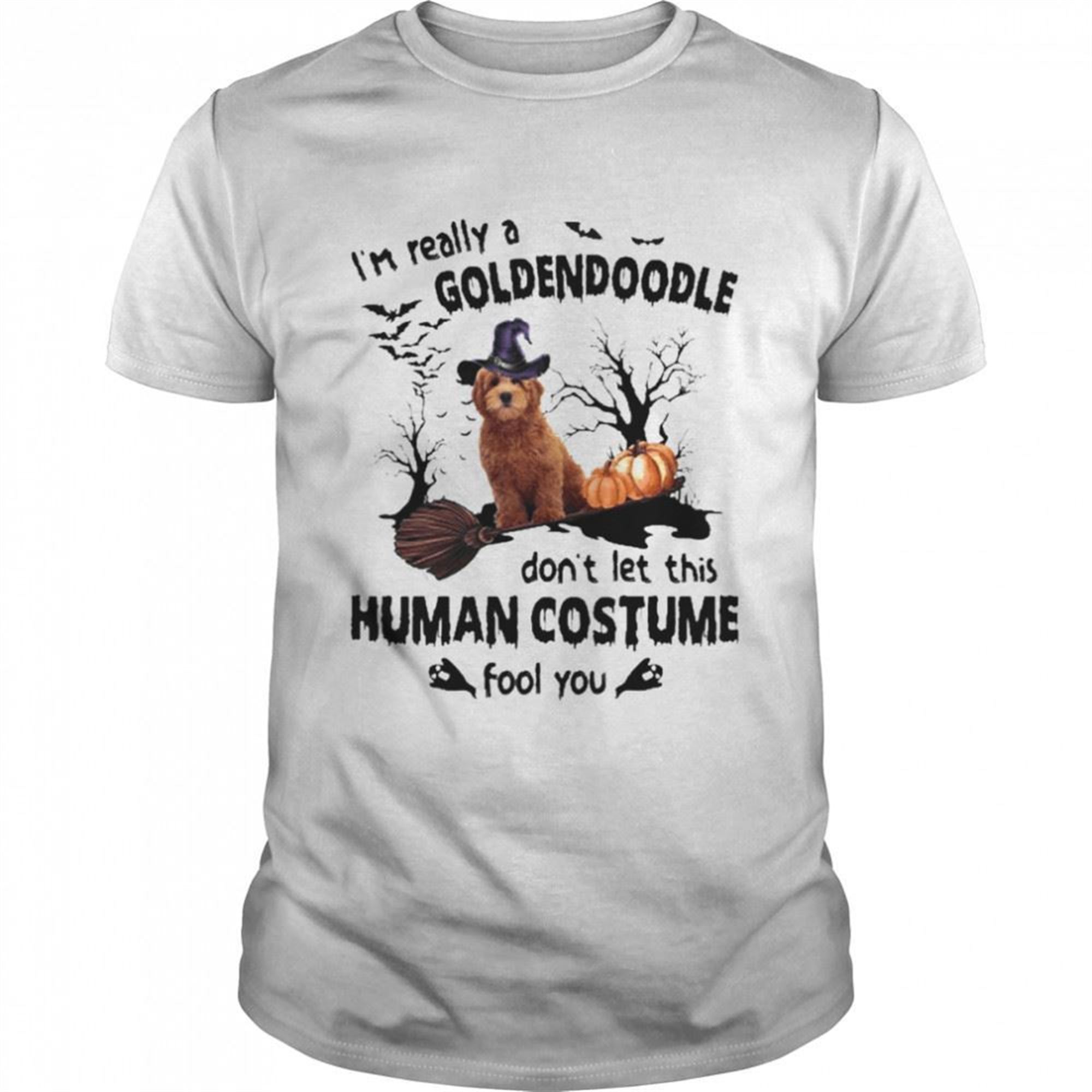 Red Goldendoodle Dog Im Really A Goldendoodle Dont Let This Human Costume Fool You Halloween Shirt