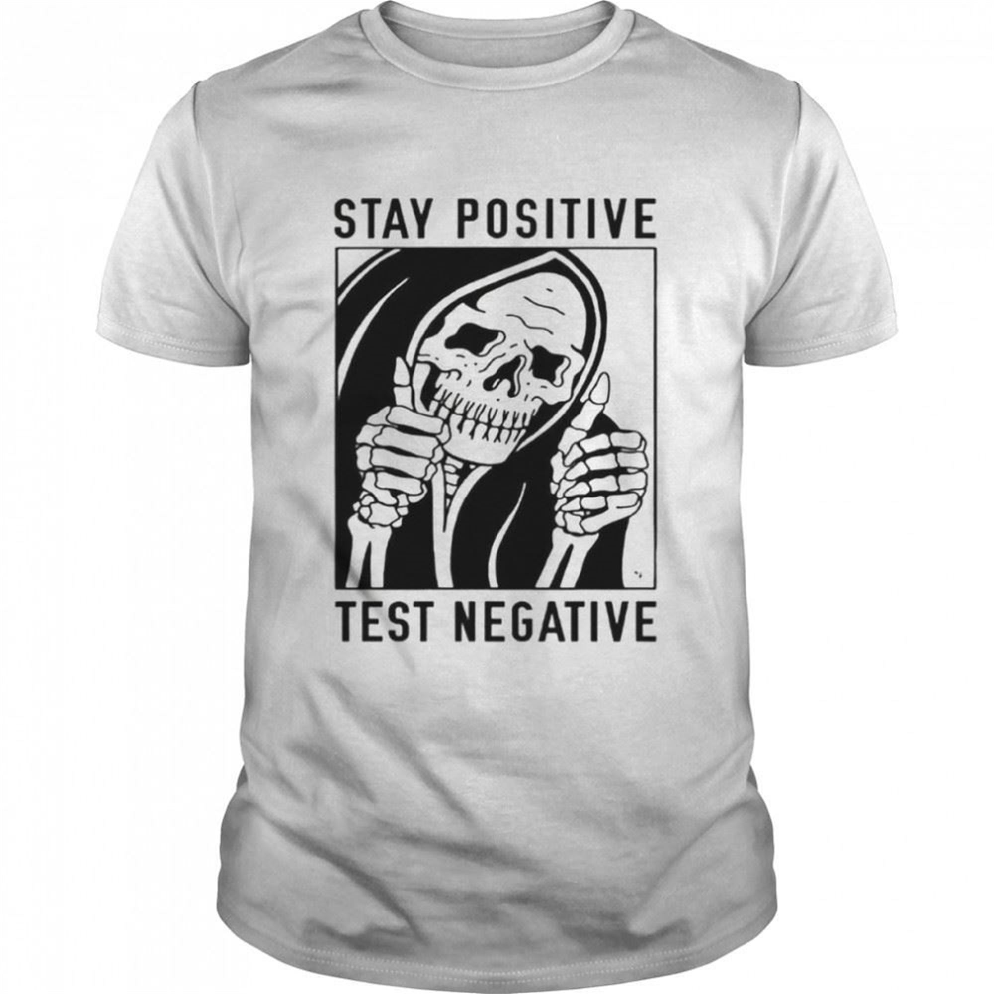 Stay Positive Test Negative Corona Skull Goth Style Halloween Graphic Shirt