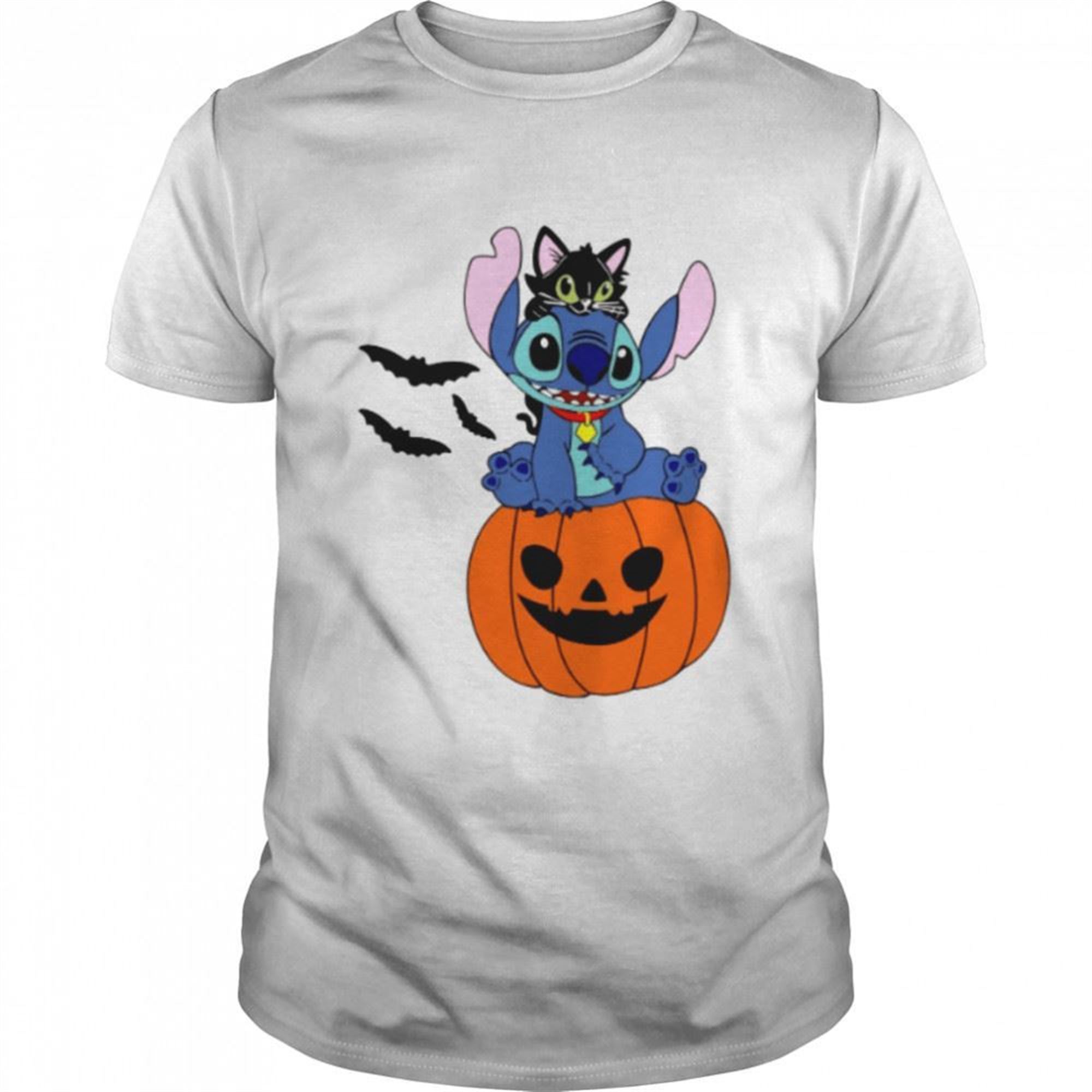 Stitch Balck Cat And Pumpkin Halloween Shirt