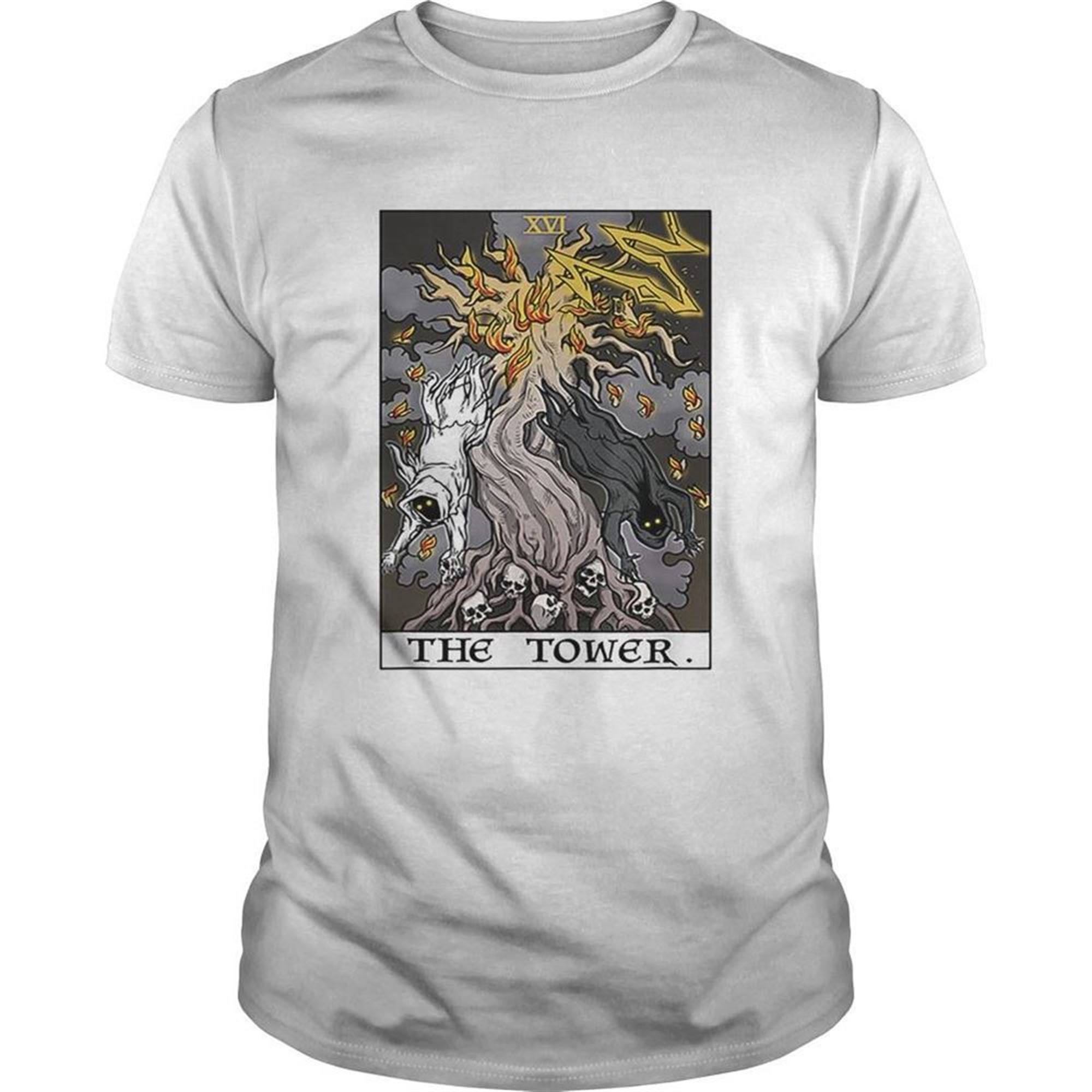 The Tower Tarot Card Halloween Tree Of Life Goth Witch Gift Shirt