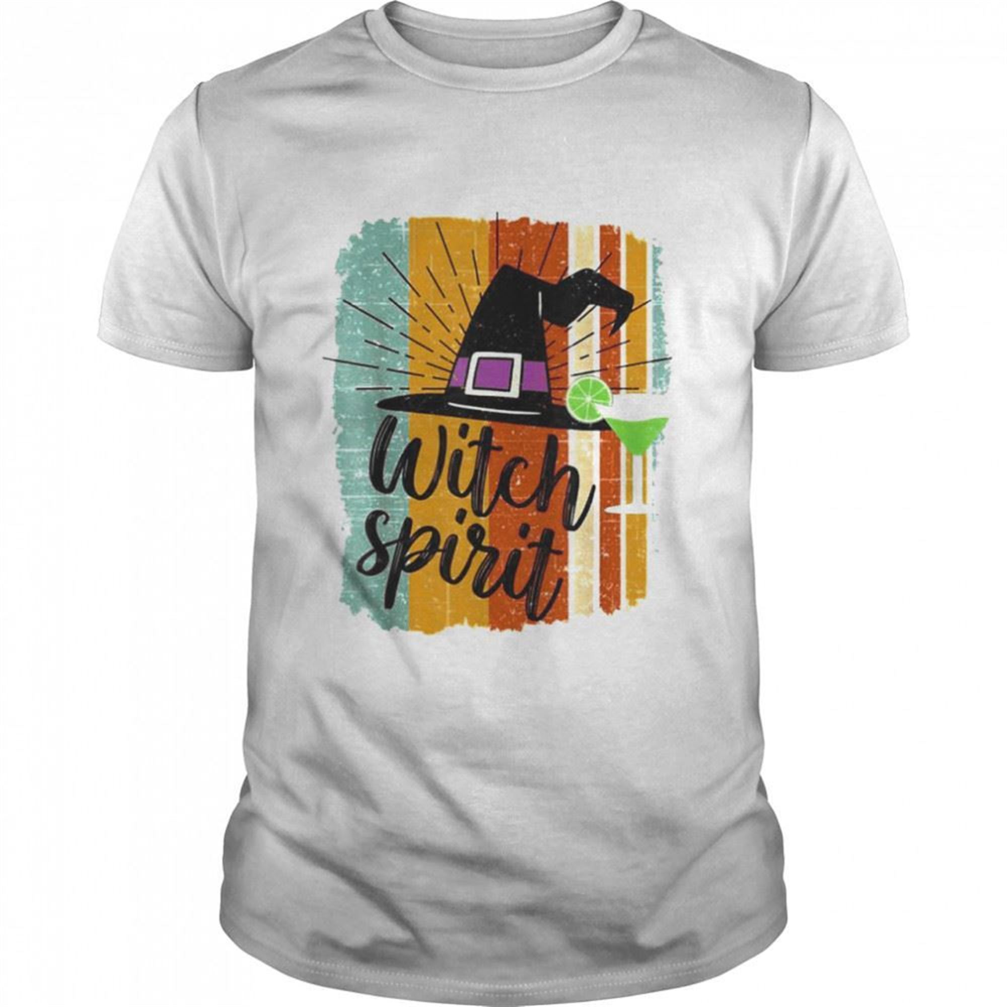 Witch Spirit Tequila Retro Sunset Halloween Shirt